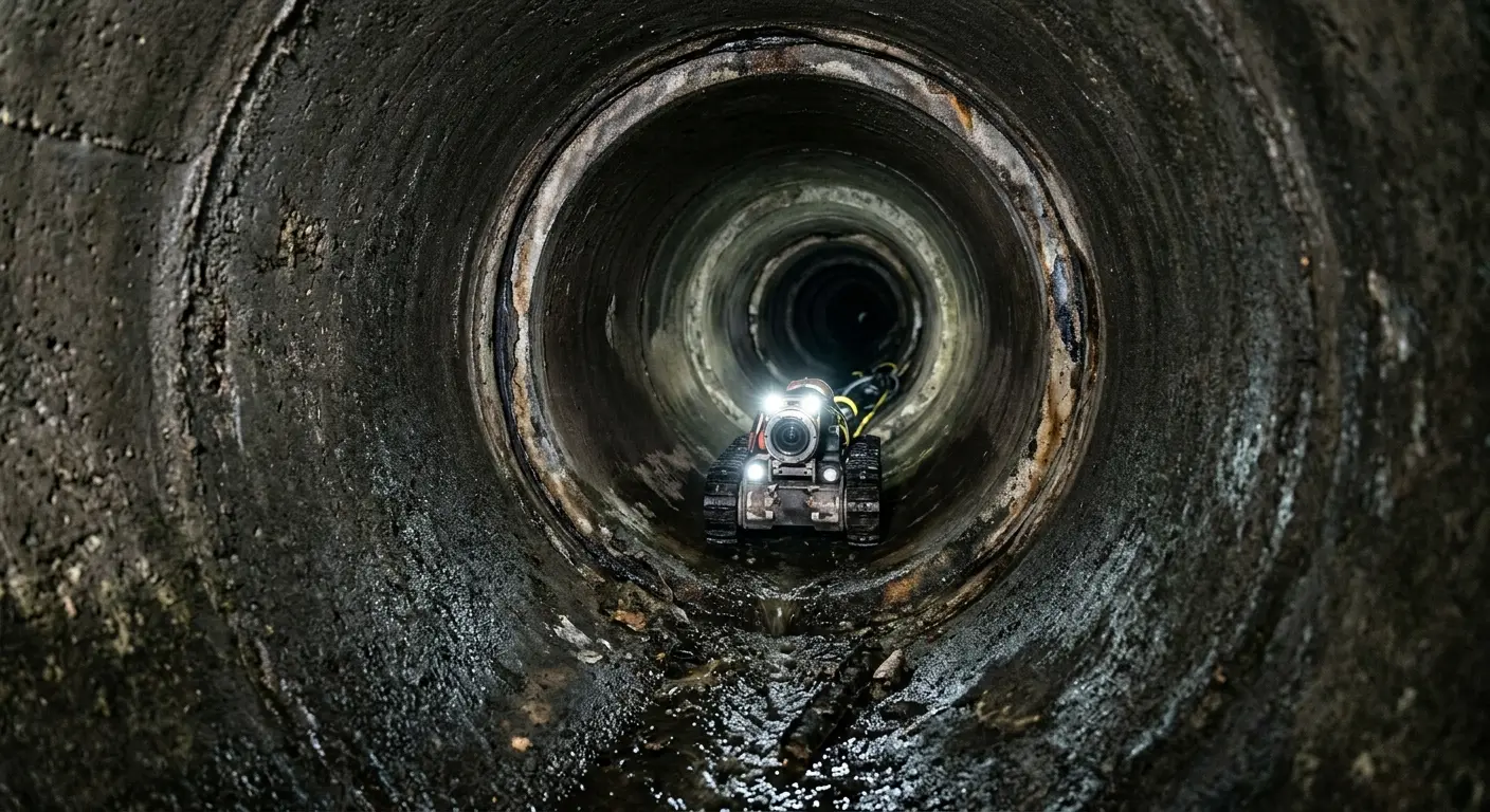 Robotic sewer camera inspecting pipe interior for Drain Snake Service in Thornton